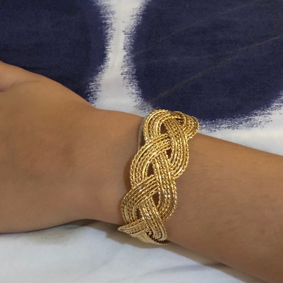 NEW Metallic Braided Wide Cuff Bracelet - Picture 4 of 6